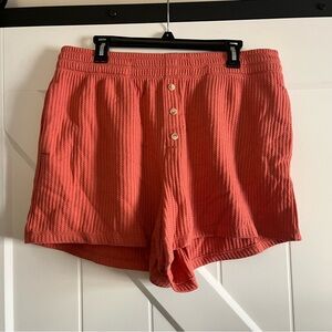 Coral Waffle Knit Lounge Shorts